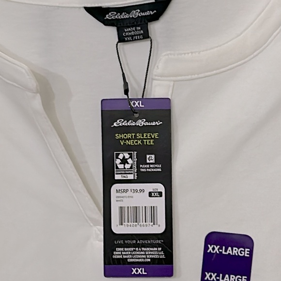 Eddie Bauer V- Neck Tee/T-Shirt - XXL - NWT - Picture 3 of 6